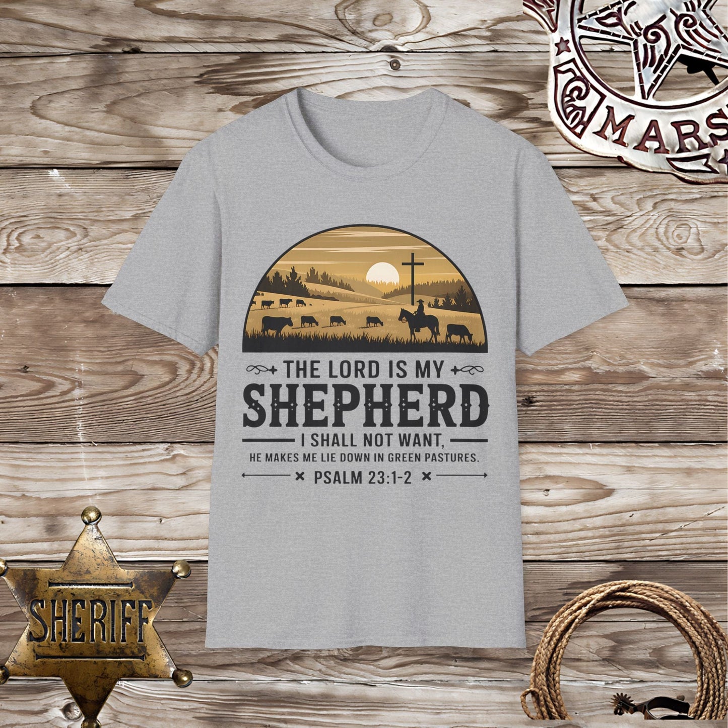 Faith-Inspired Psalm 23:1-2 -T-Shirt