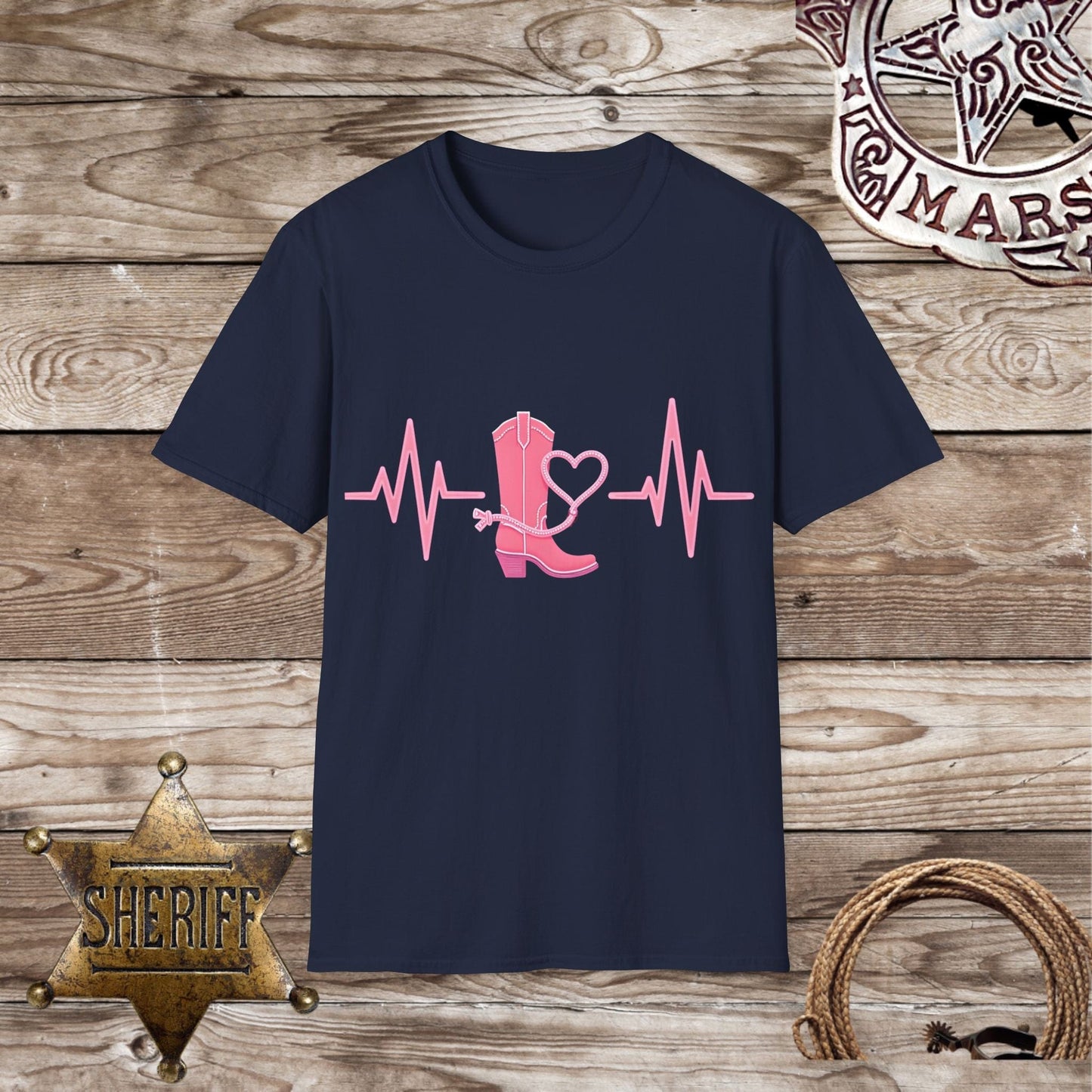 Softstyle Unisex T-Shirt - Heartbeats & Cowboy Boots