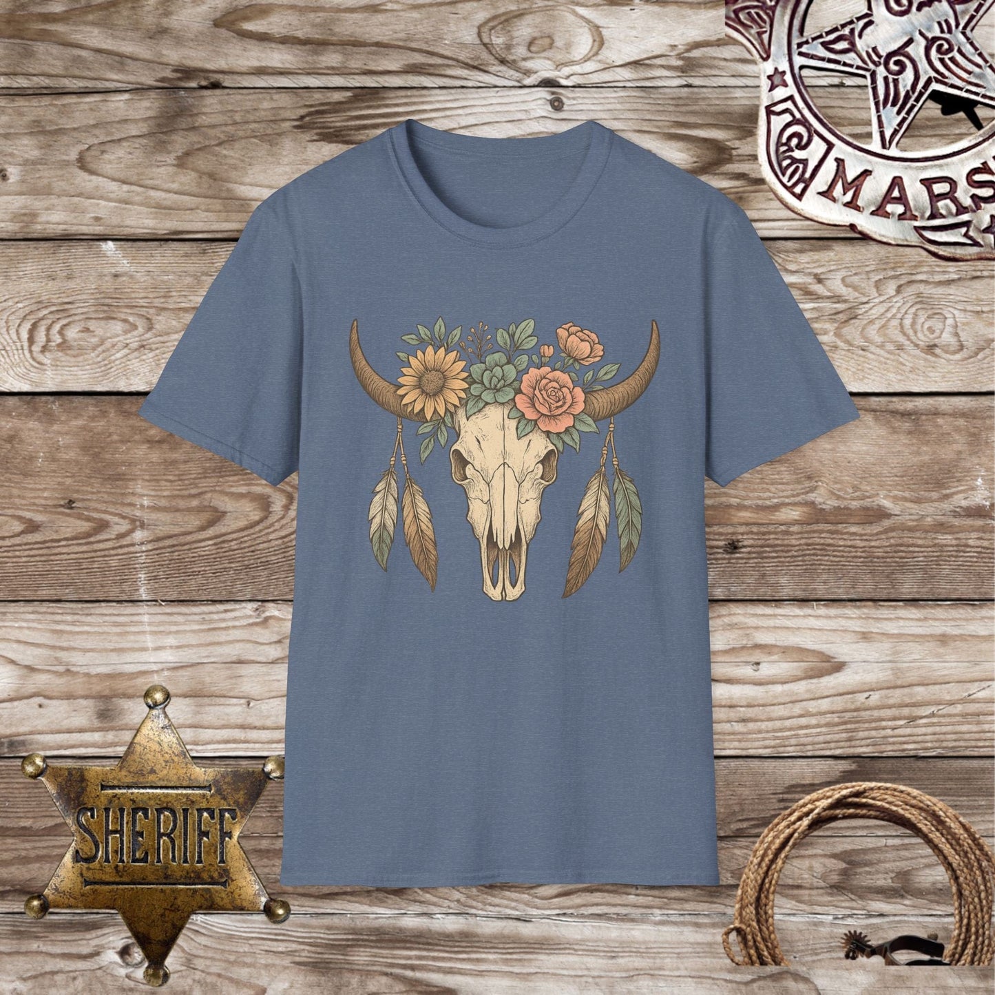 Boho Floral Skull T-Shirt