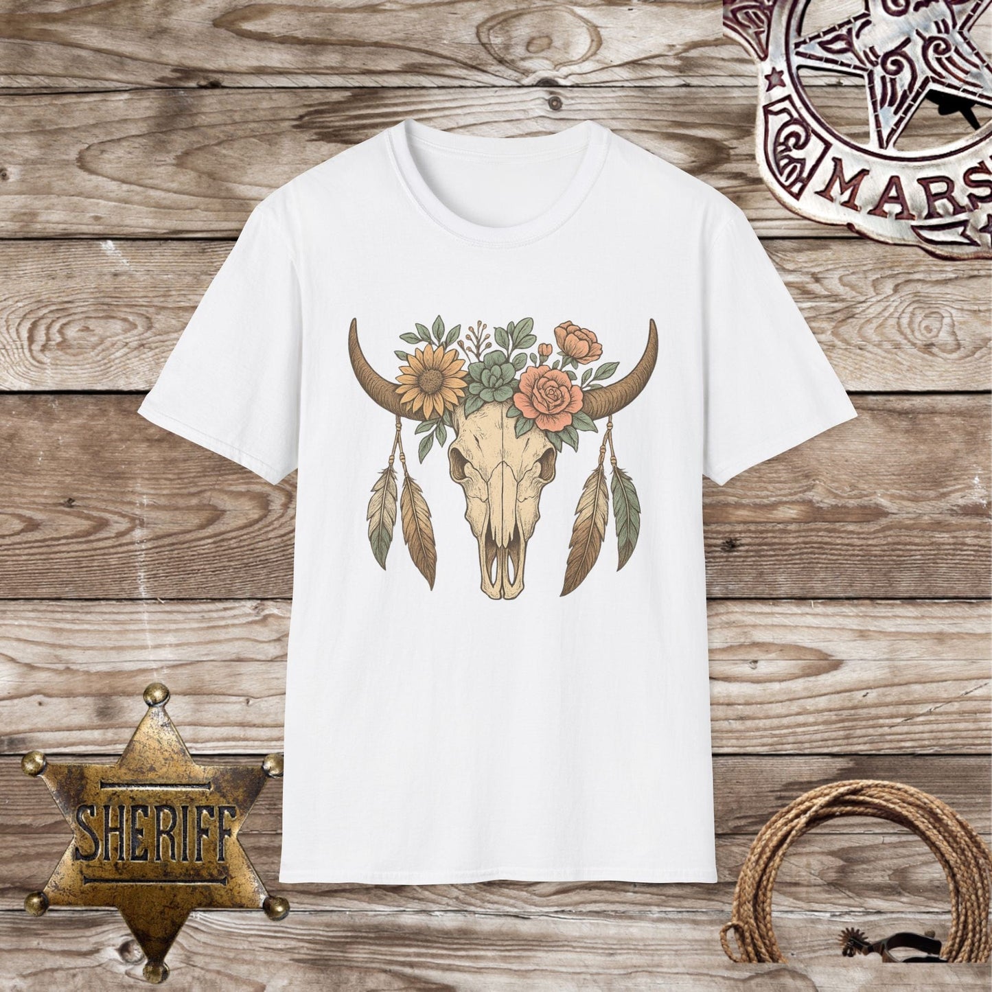 Boho Floral Skull T-Shirt