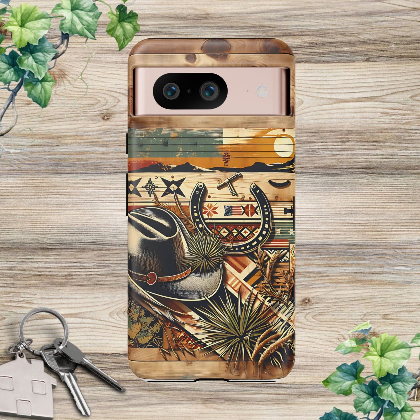 Tough Cases -wooden Background Hat and horseshoe