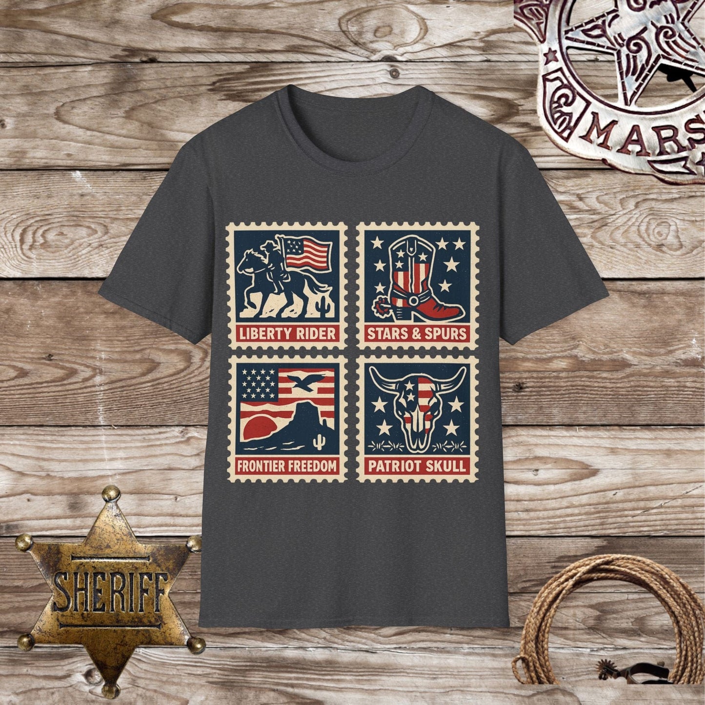 Patriotic Stamped Western Graphic T-Shirt