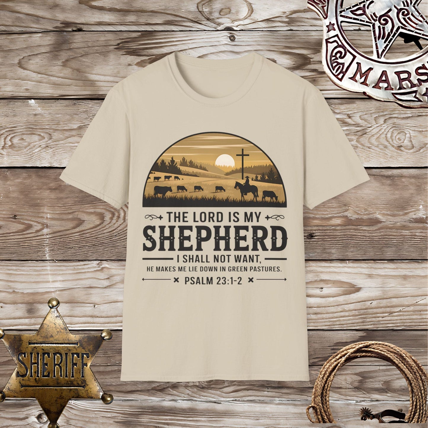 Faith-Inspired Psalm 23:1-2 -T-Shirt