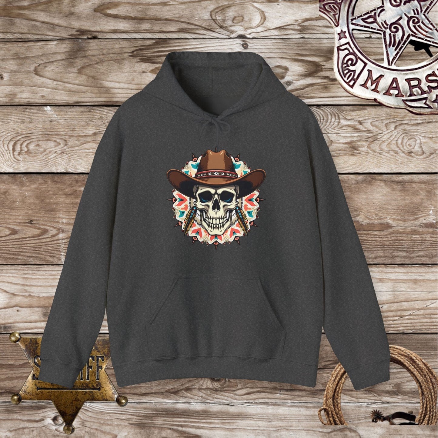 Cowboy Skelton Head - Hooded Sweatshirt