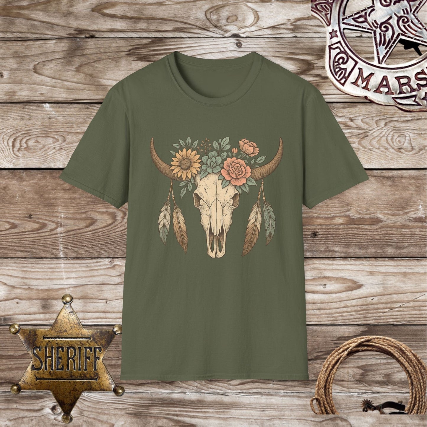 Boho Floral Skull T-Shirt