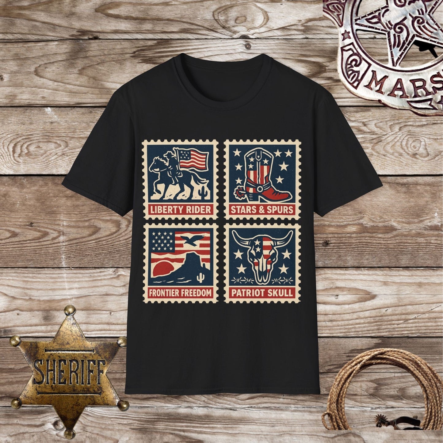 Patriotic Stamped Western Graphic T-Shirt