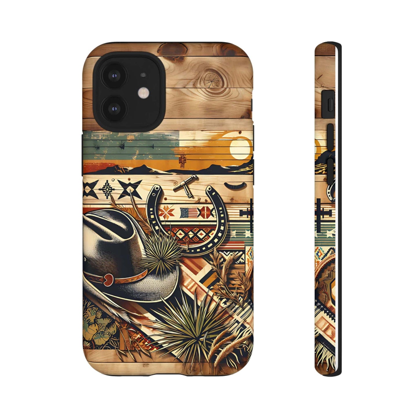 Tough Cases -wooden Background Hat and horseshoe