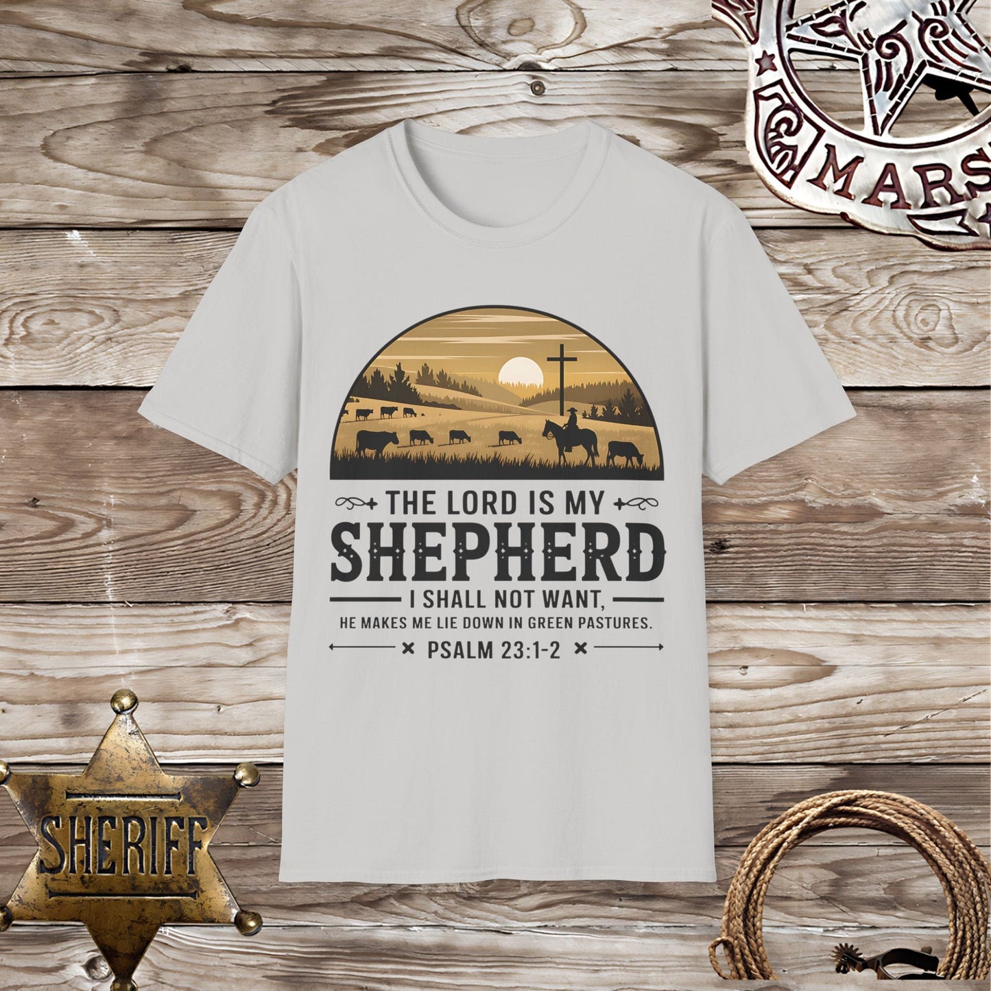 Faith-Inspired Psalm 23:1-2 -T-Shirt