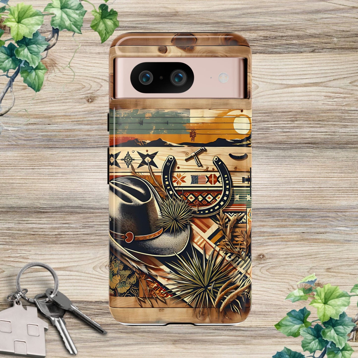 Tough Cases -wooden Background Hat and horseshoe