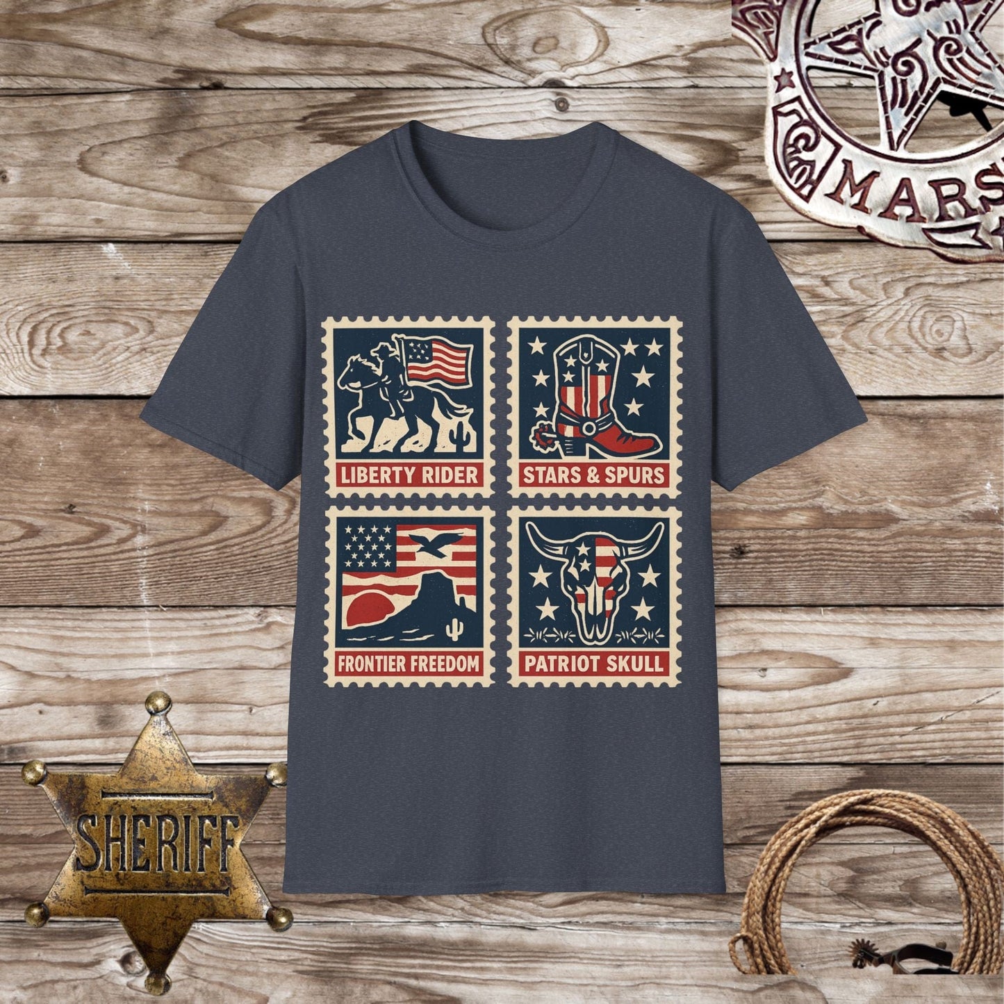 Patriotic Stamped Western Graphic T-Shirt