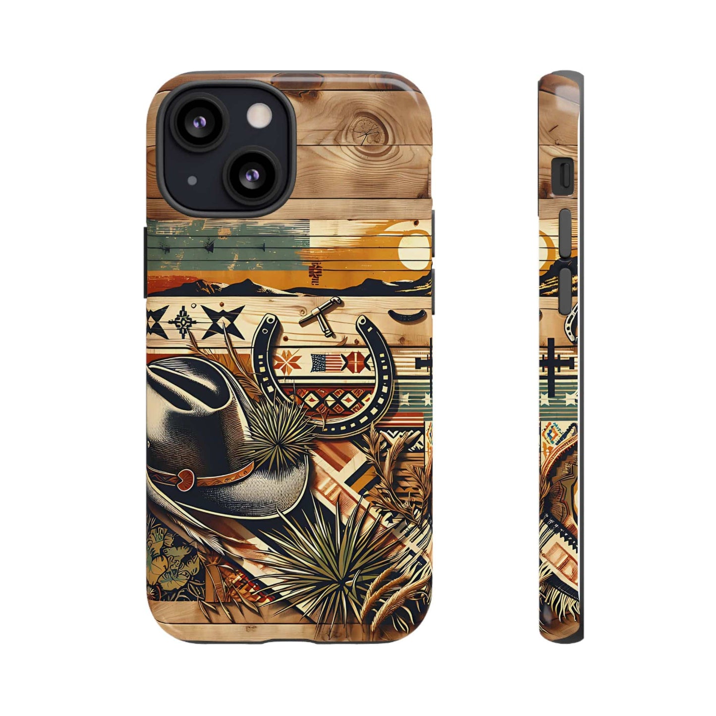 Tough Cases -wooden Background Hat and horseshoe