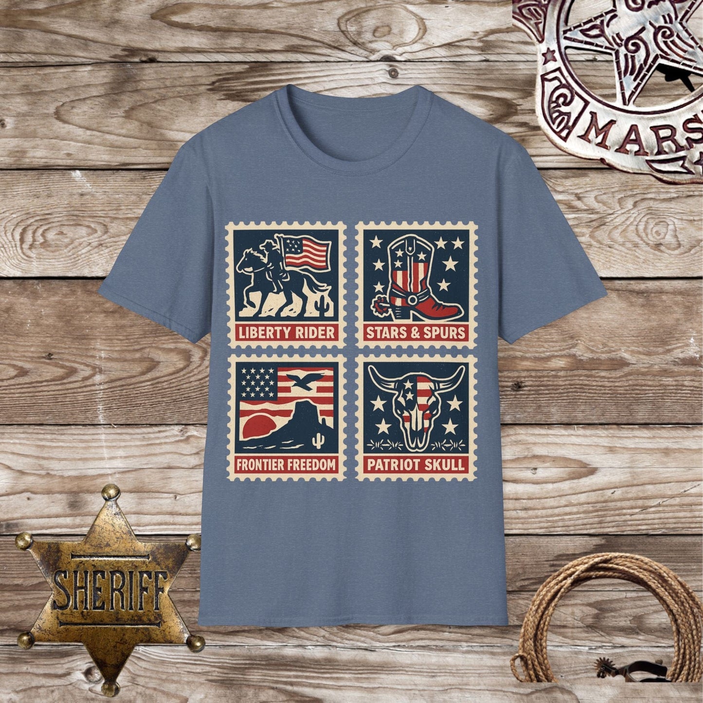 Patriotic Stamped Western Graphic T-Shirt