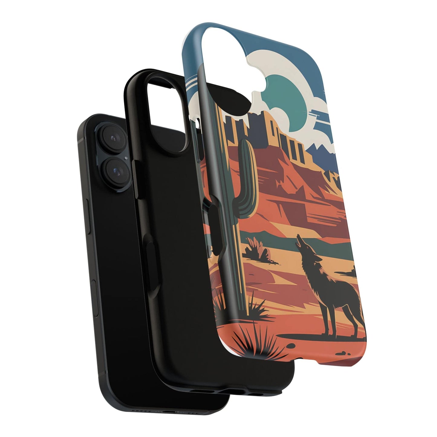 Phone Case with Mountain and Cactus Design