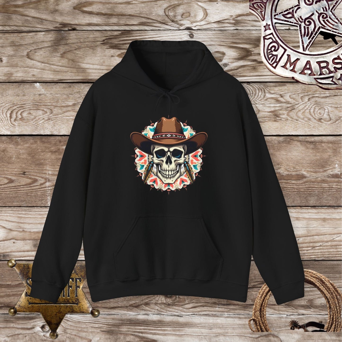 Cowboy Skelton Head - Hooded Sweatshirt