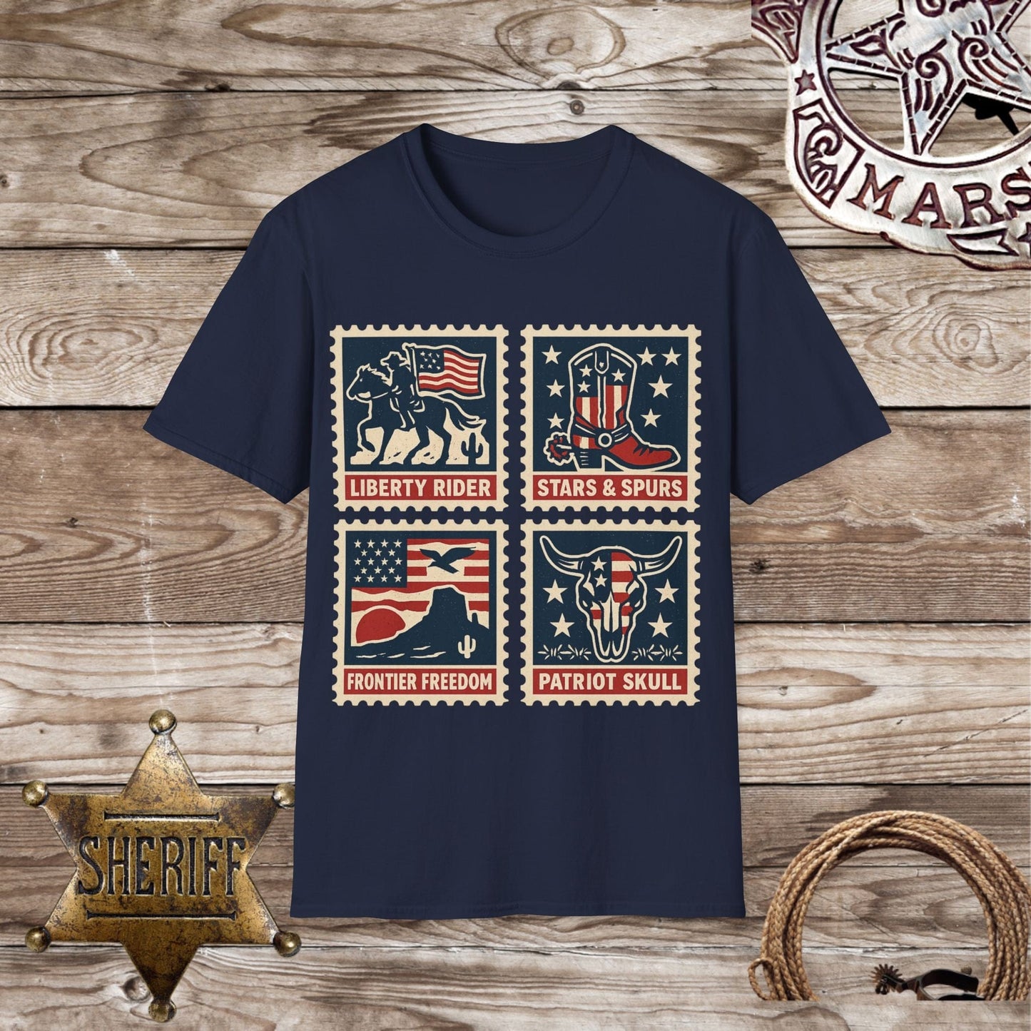 Patriotic Stamped Western Graphic T-Shirt