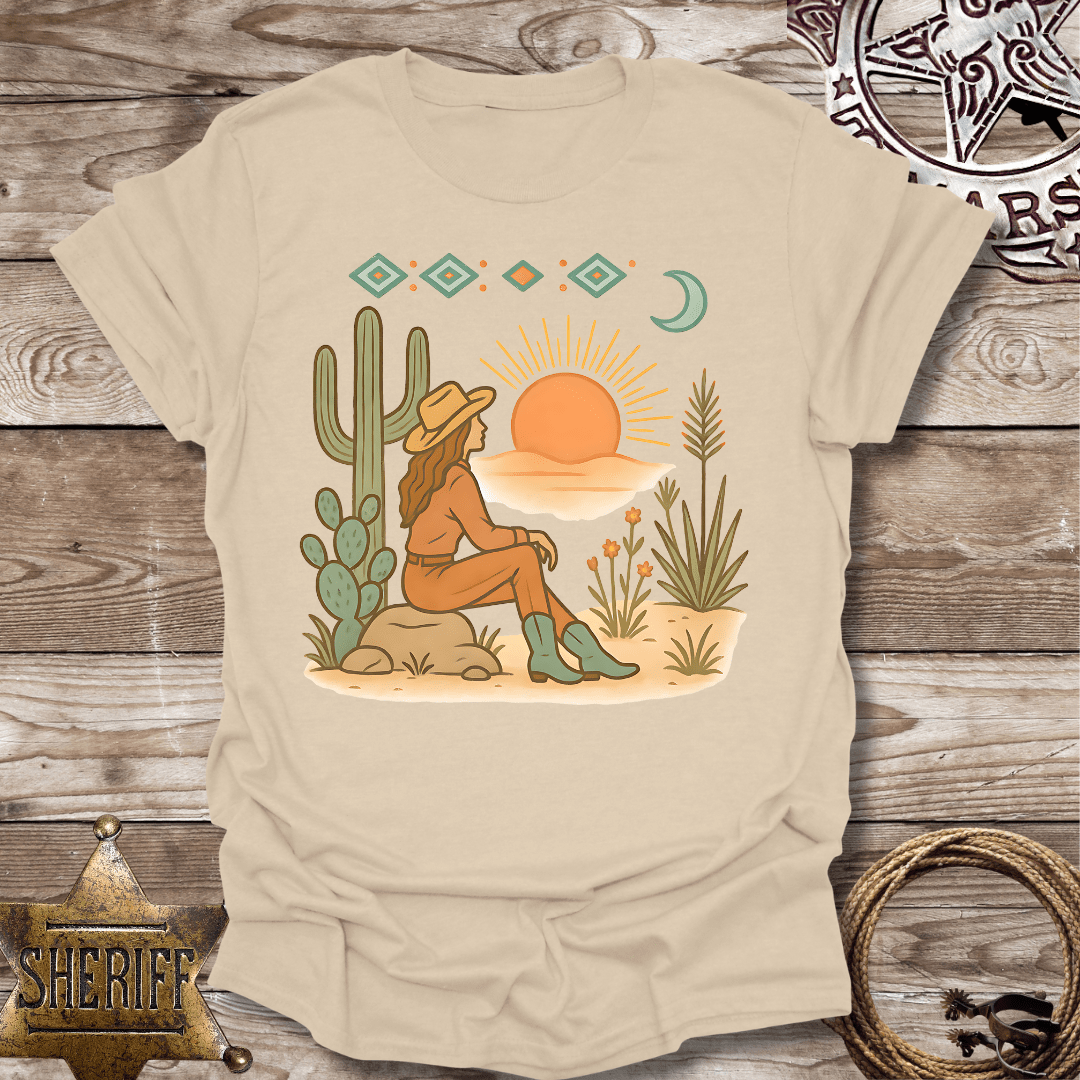 Unisex Softstyle T-Shirt - Boho Sunset Graphic for Nature Lovers