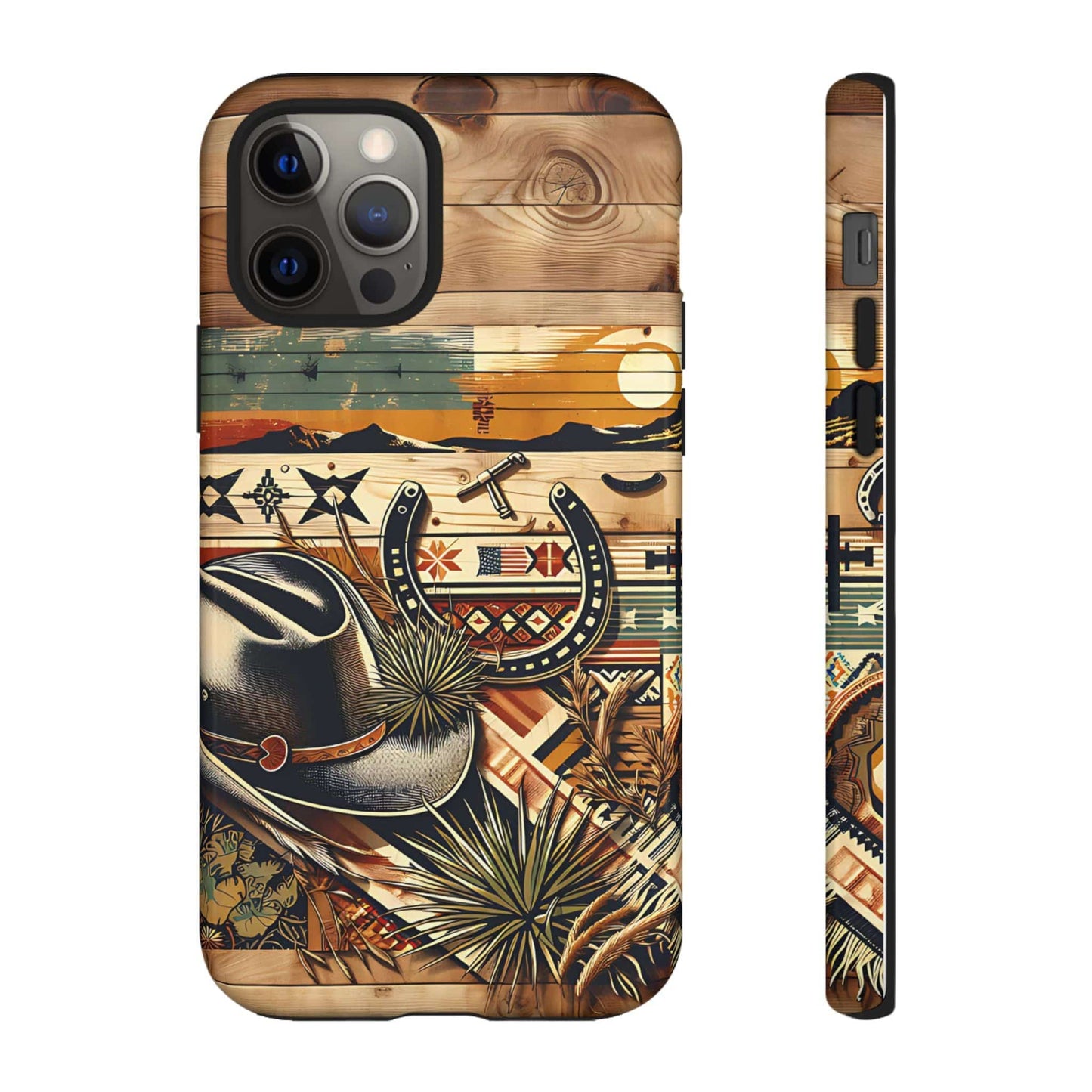 Tough Cases -wooden Background Hat and horseshoe