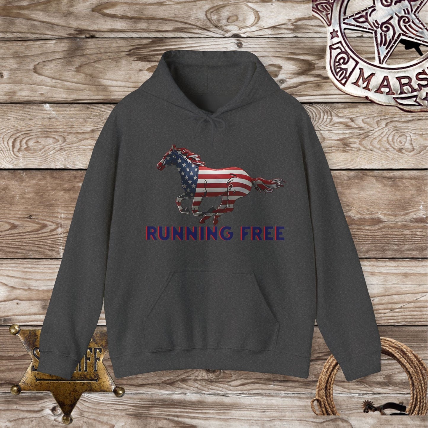 Patriotic Horse Hoodie - Running Free,