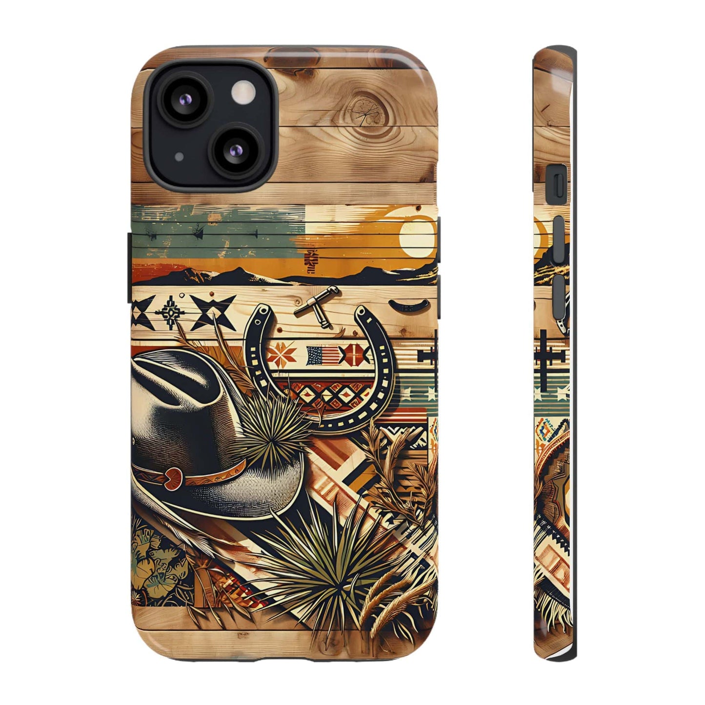 Tough Cases -wooden Background Hat and horseshoe