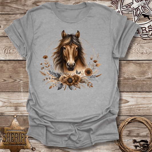 Vintage Horse Floral-T-Shirt