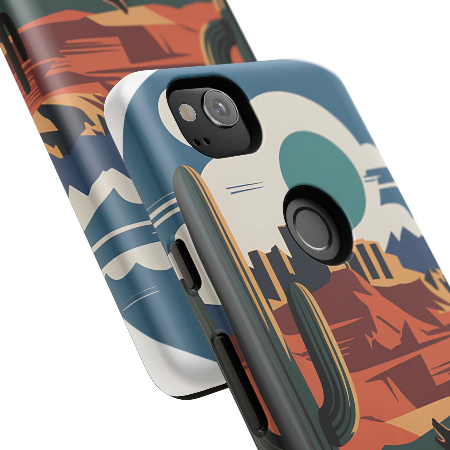 Phone Case with Mountain and Cactus Design