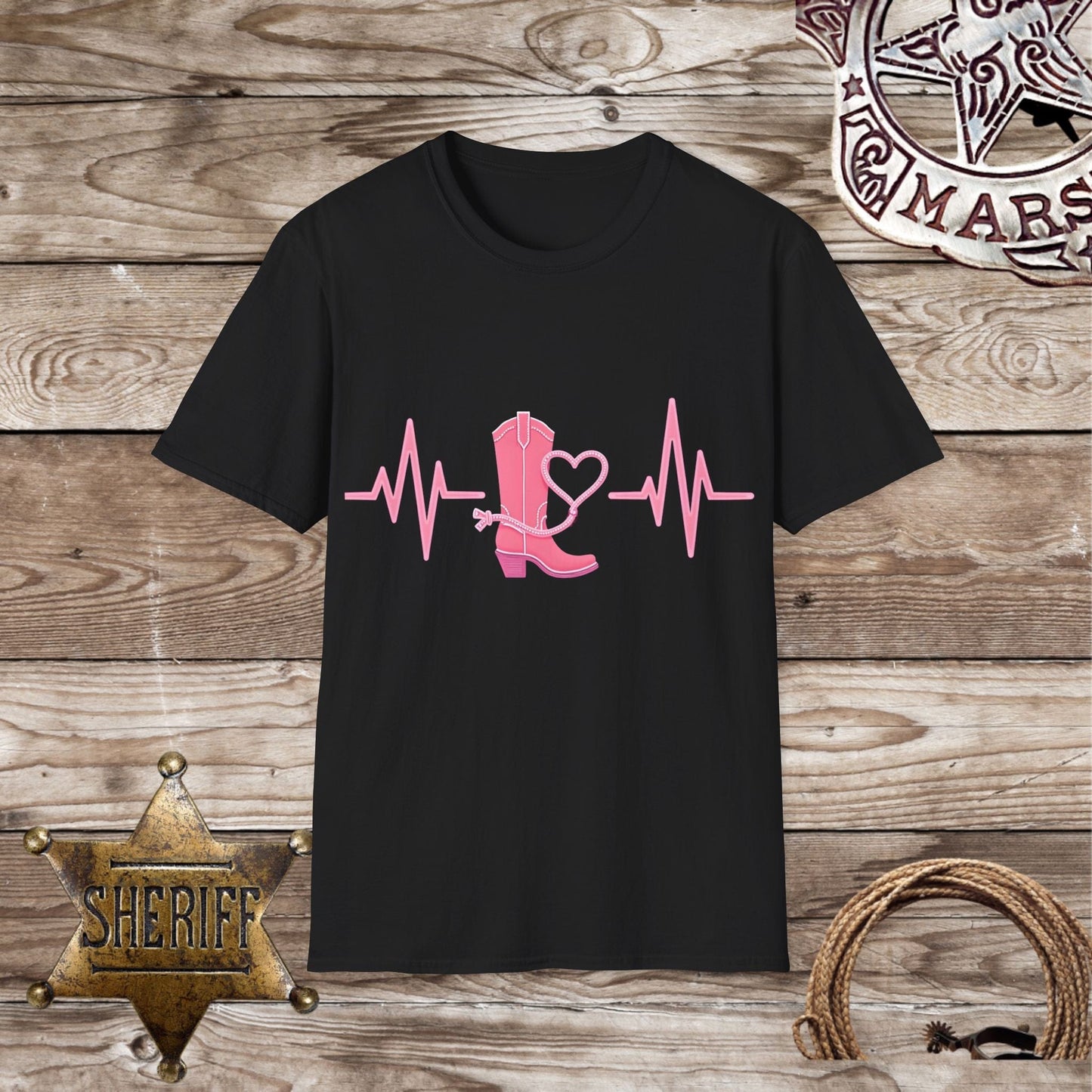 Softstyle Unisex T-Shirt - Heartbeats & Cowboy Boots