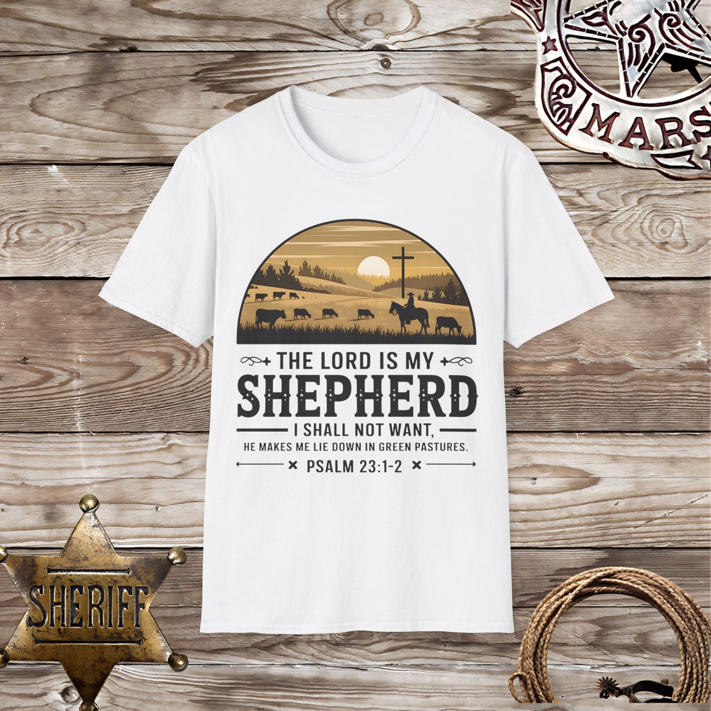 Faith-Inspired Psalm 23:1-2 -T-Shirt