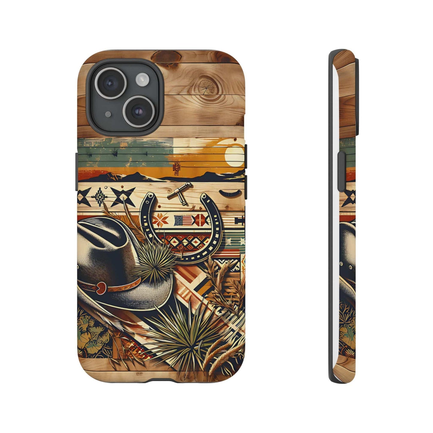 Tough Cases -wooden Background Hat and horseshoe