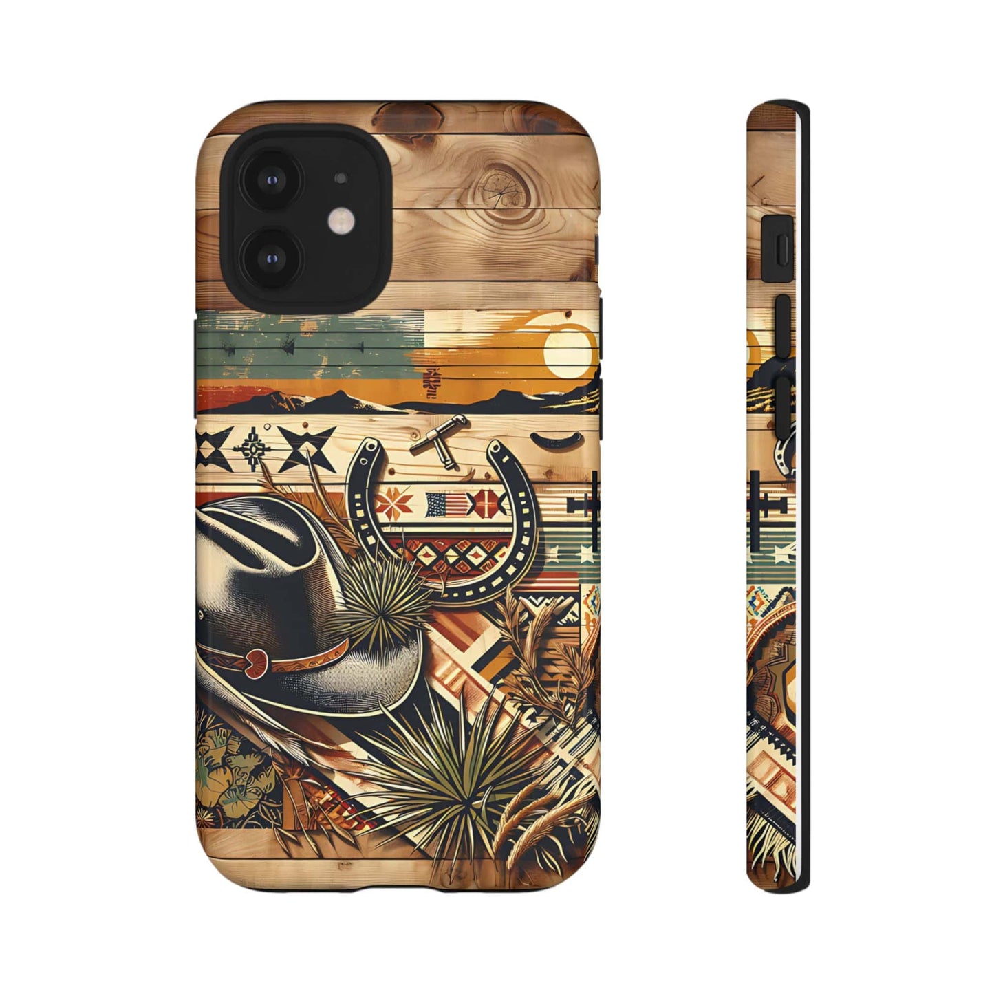 Tough Cases -wooden Background Hat and horseshoe