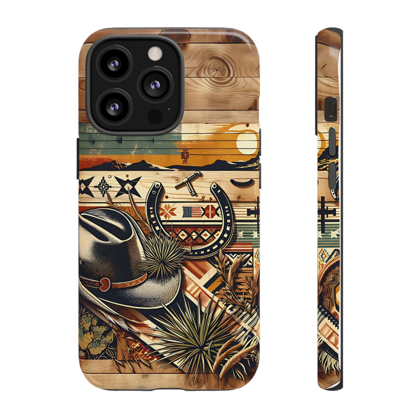 Tough Cases -wooden Background Hat and horseshoe