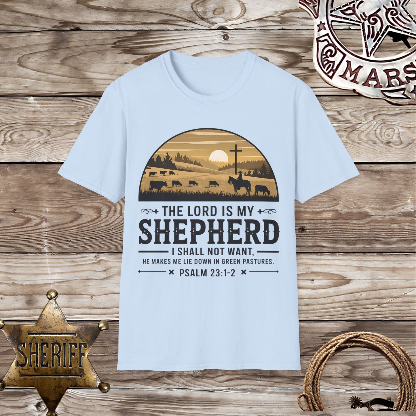 Faith-Inspired Psalm 23:1-2 -T-Shirt