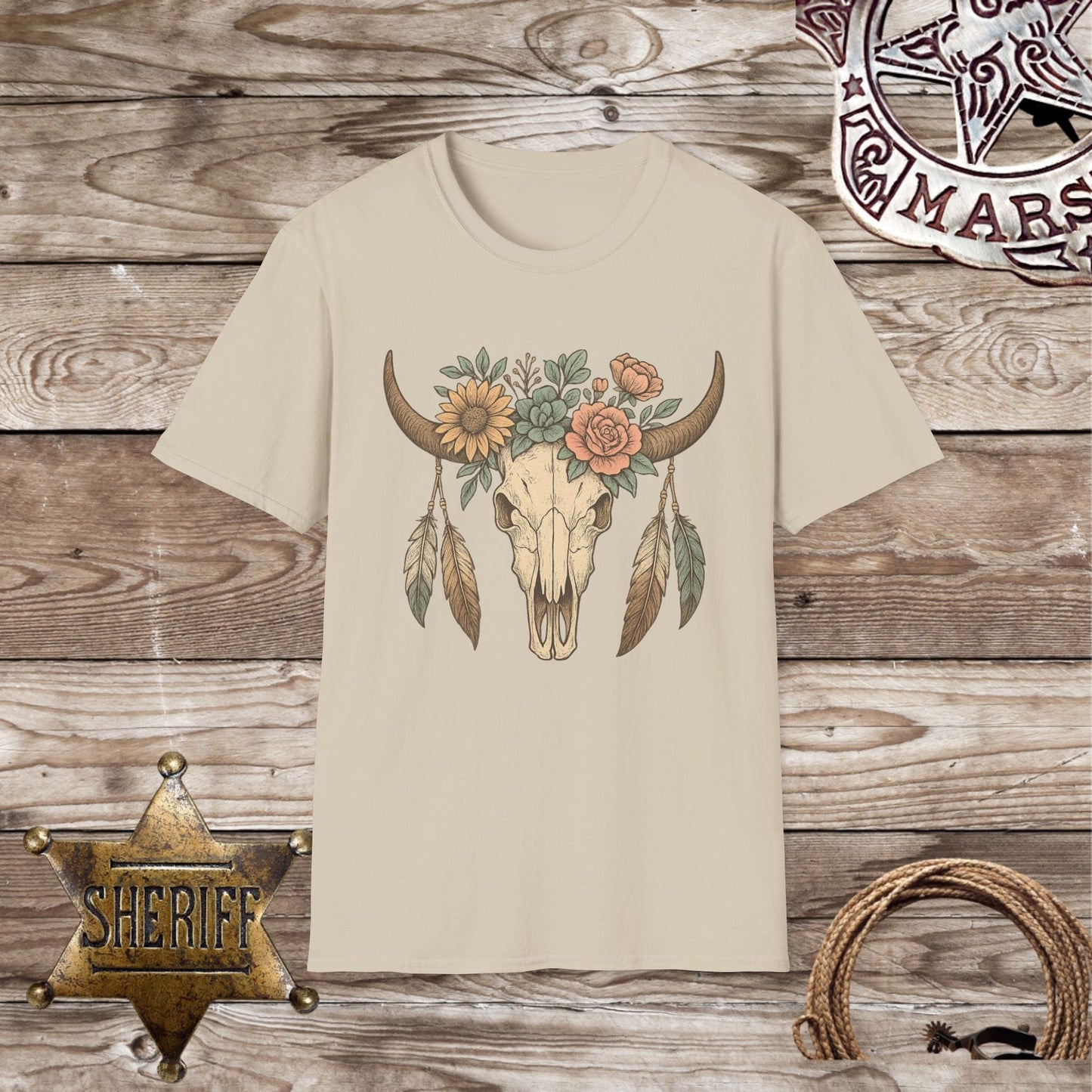Boho Floral Skull T-Shirt
