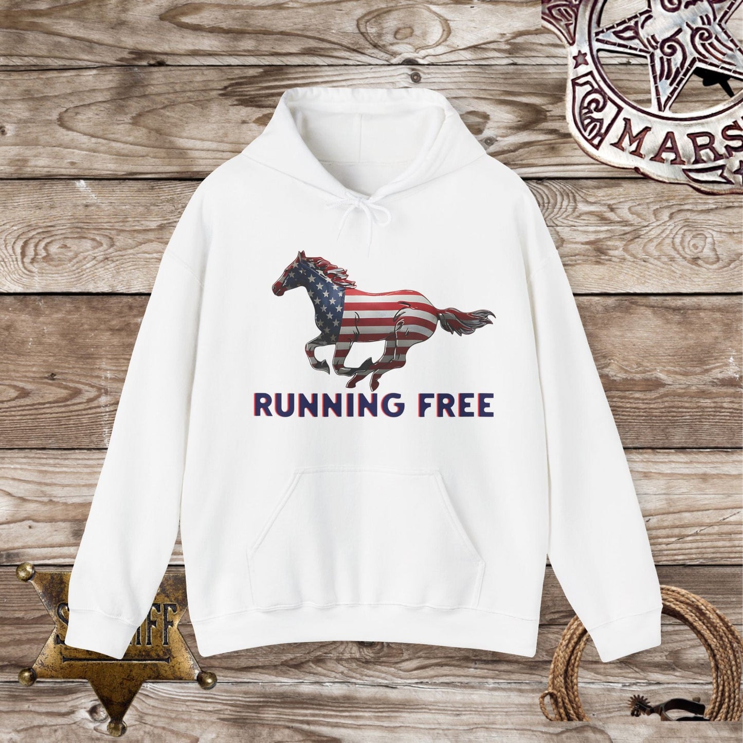Patriotic Horse Hoodie - Running Free,