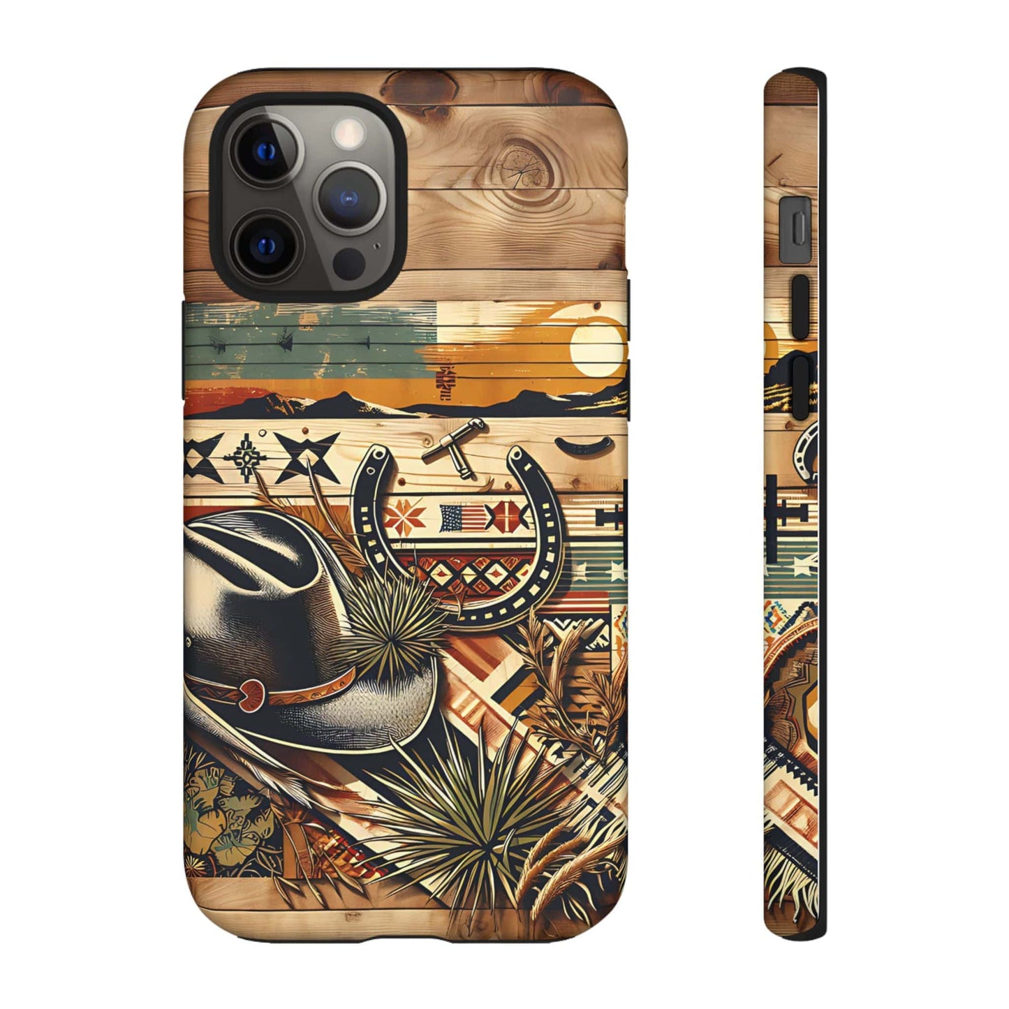 Tough Cases -wooden Background Hat and horseshoe