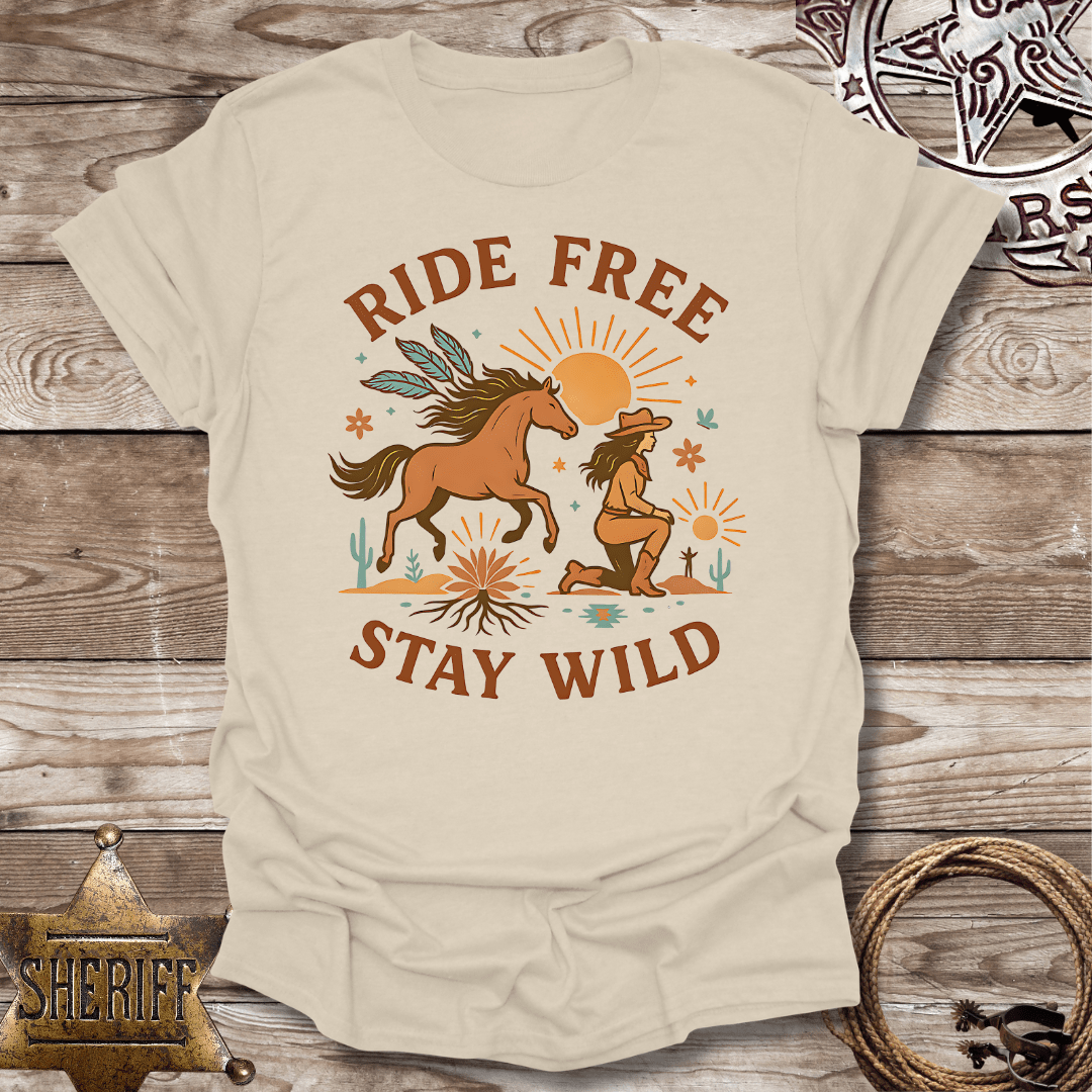 Softstyle UnisexT-Shirt - Ride Free Stay Wild Boho style
