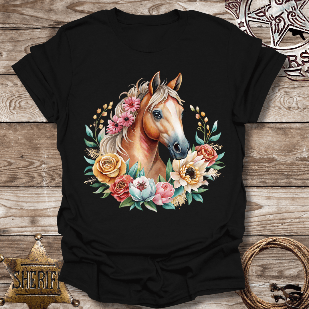 Blonde Floral Horse T-Shirt,