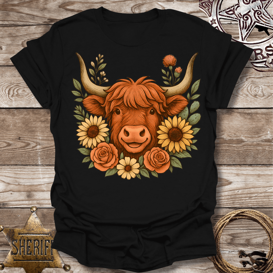 Highland Cow Floral T-Shirt