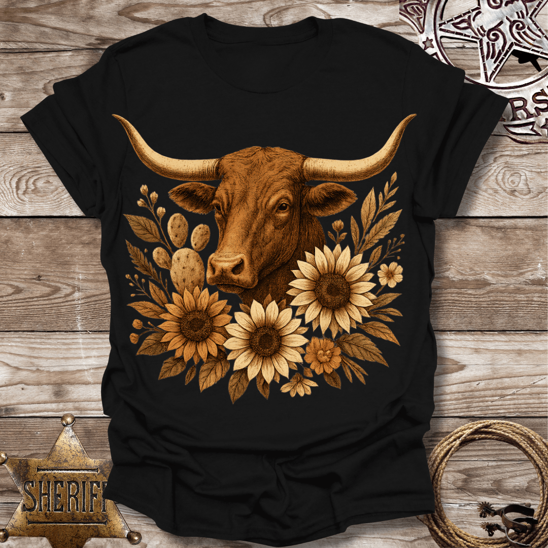Rustic Floral Longhorn T-Shirt