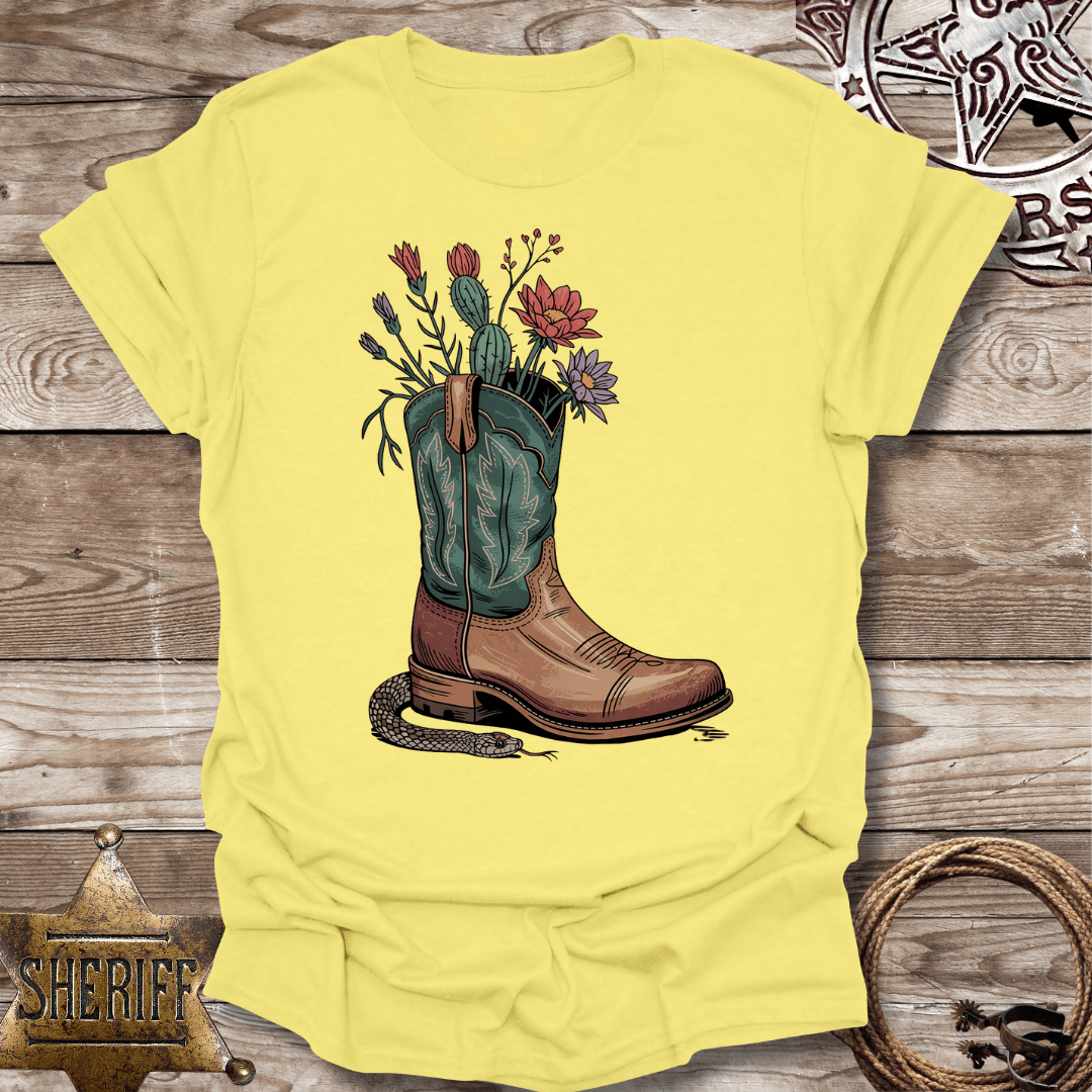Floral Cowboy Boot with a Surprise-T-Shirt