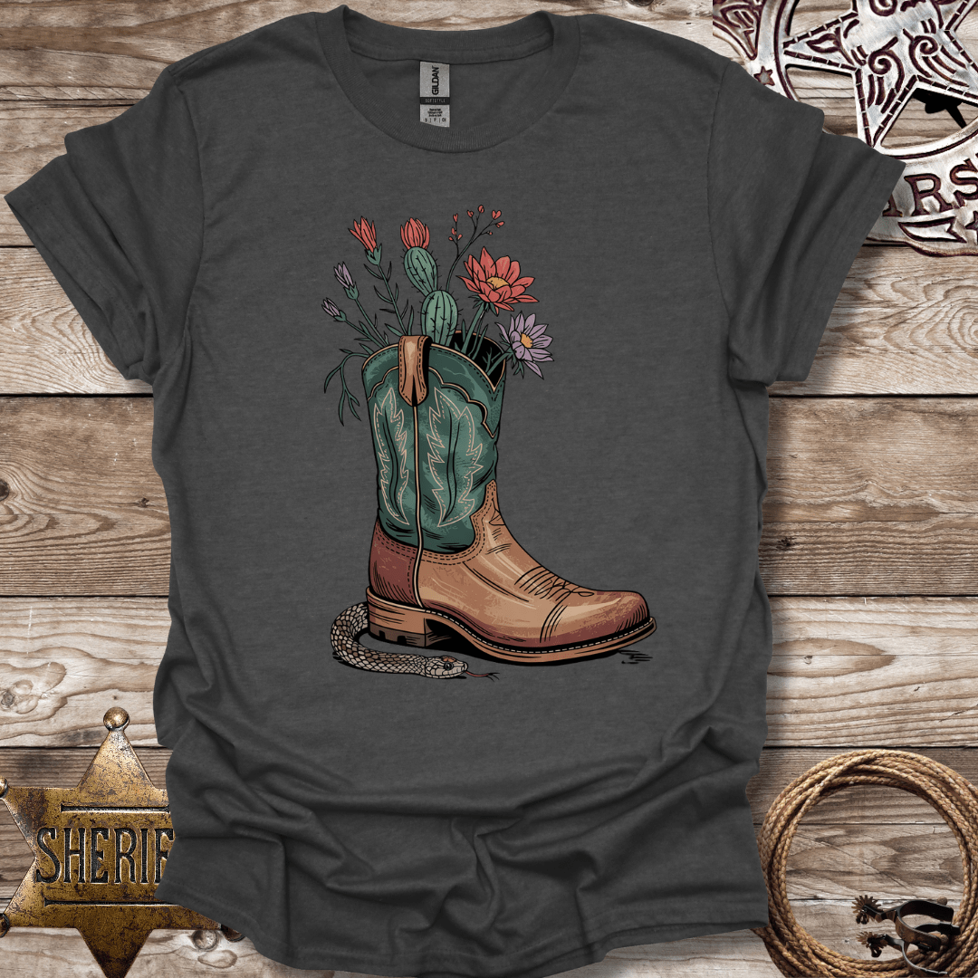 Floral Cowboy Boot with a Surprise-T-Shirt