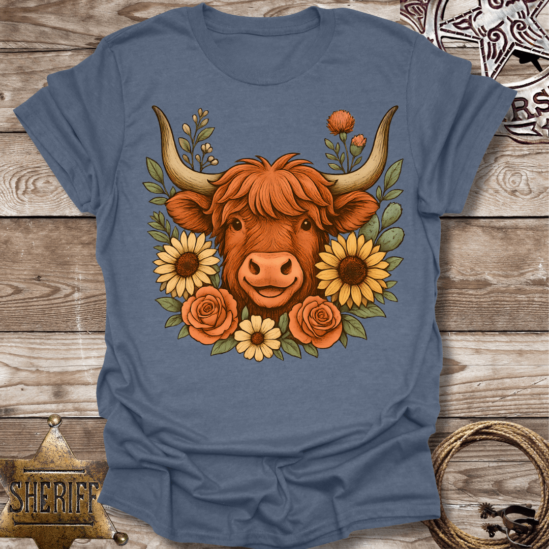 Highland Cow Floral T-Shirt