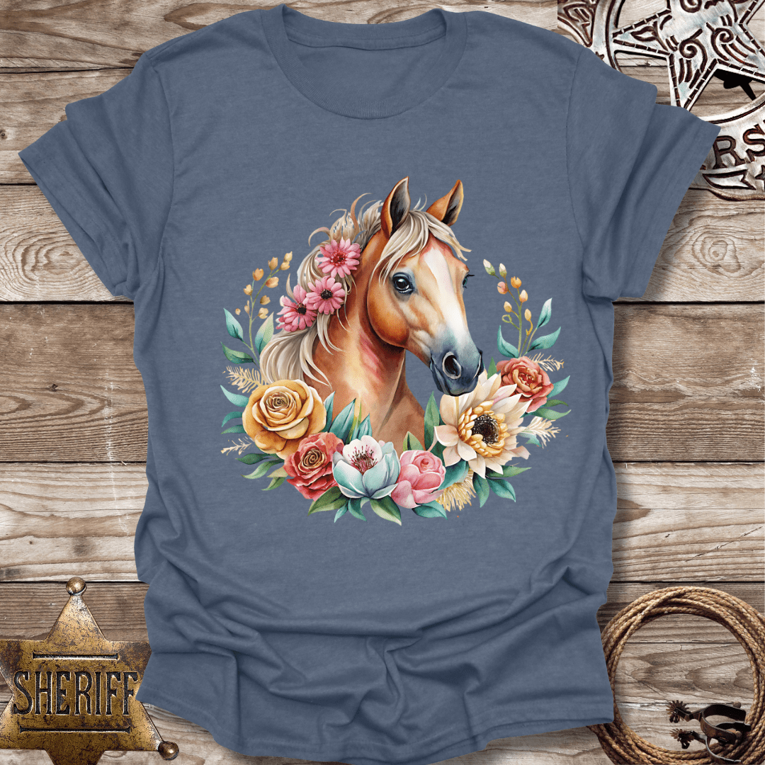 Blonde Floral Horse T-Shirt,