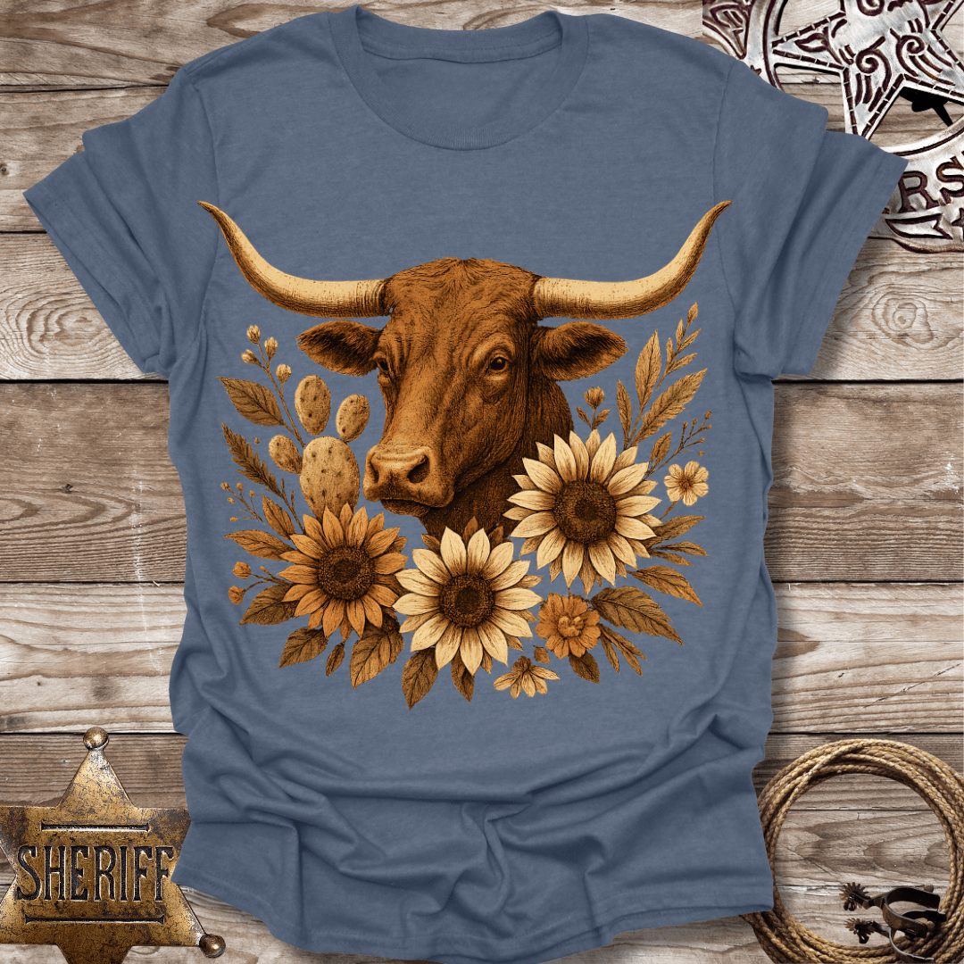 Rustic Floral Longhorn T-Shirt