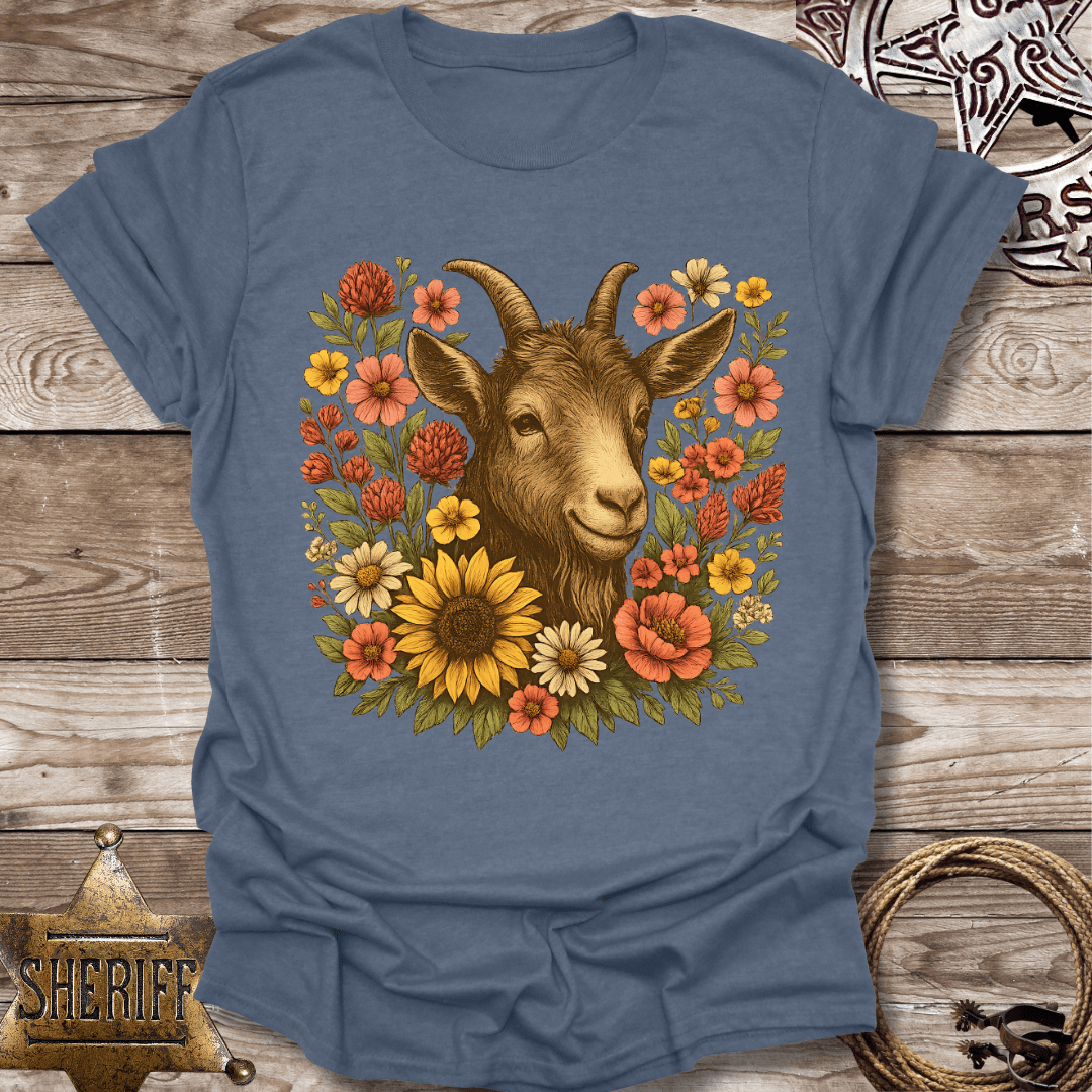Floral Goat Art T-Shirt