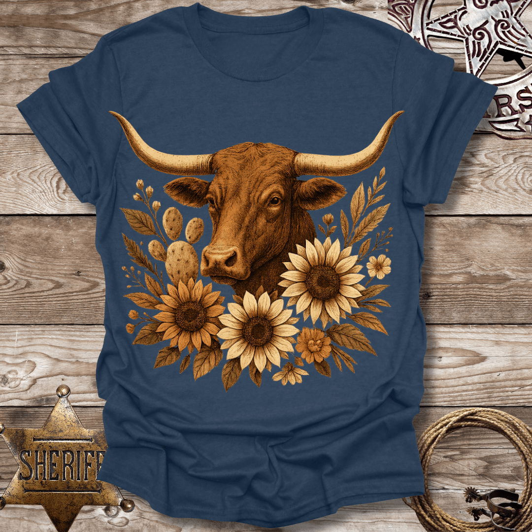 Rustic Floral Longhorn T-Shirt