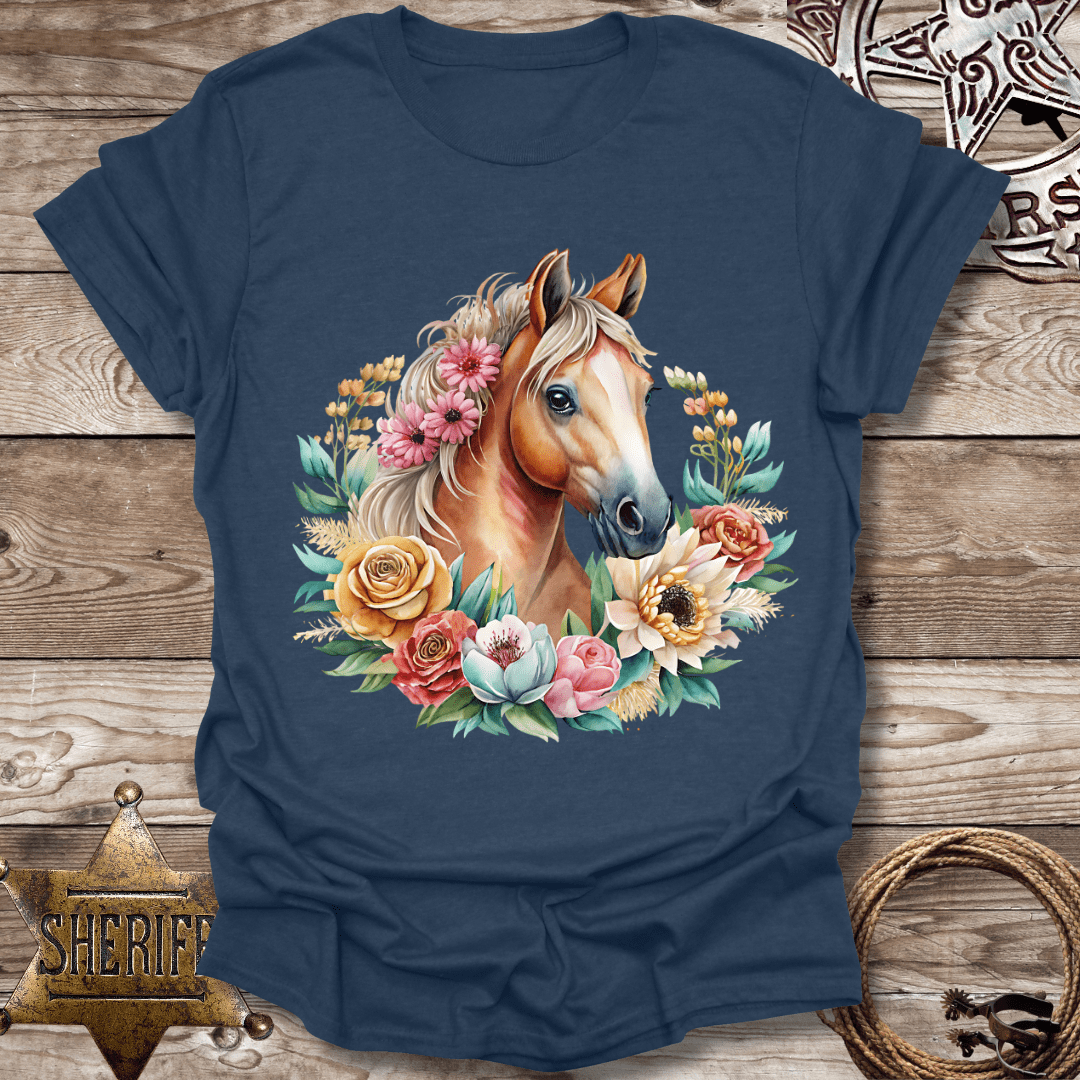 Blonde Floral Horse T-Shirt,