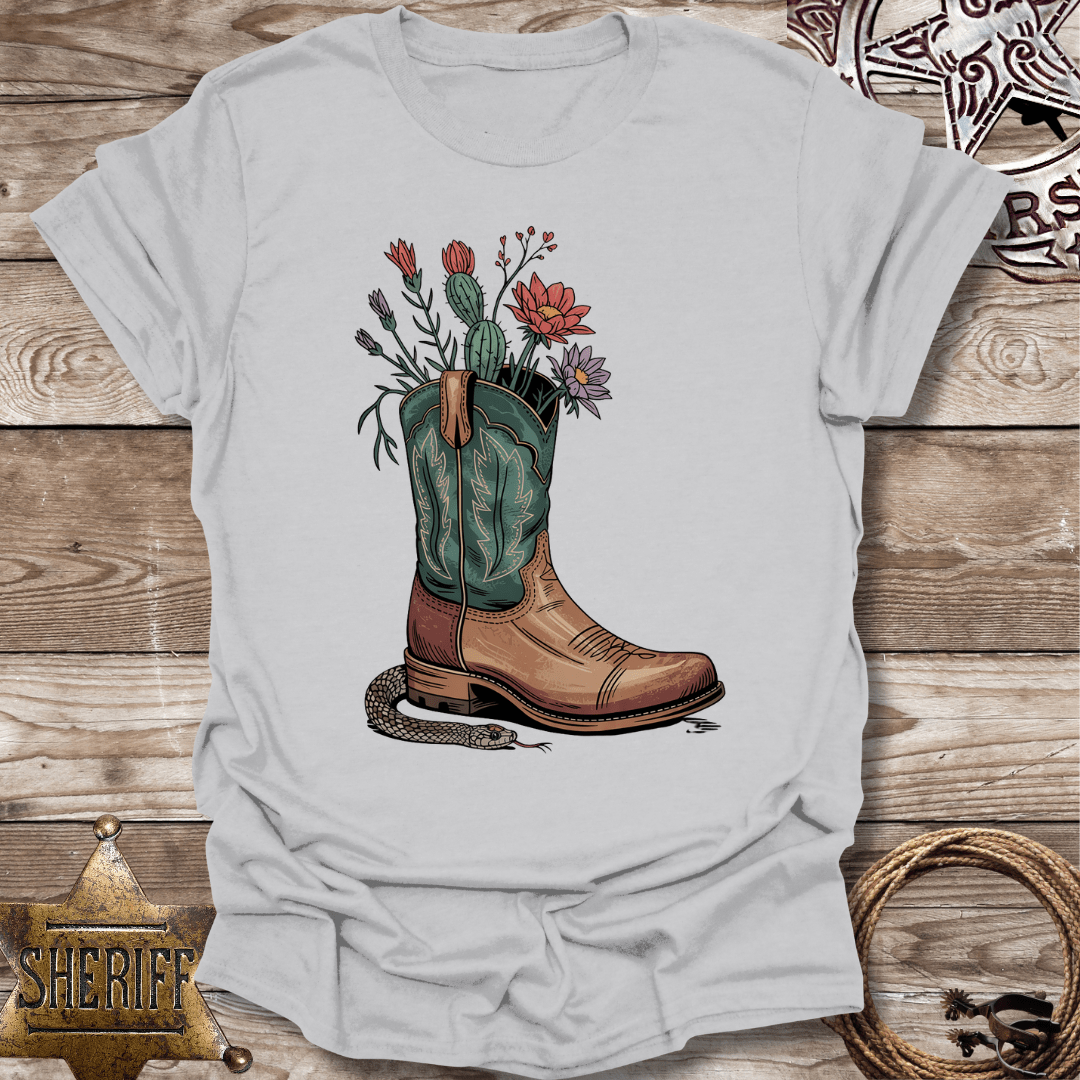 Floral Cowboy Boot with a Surprise-T-Shirt