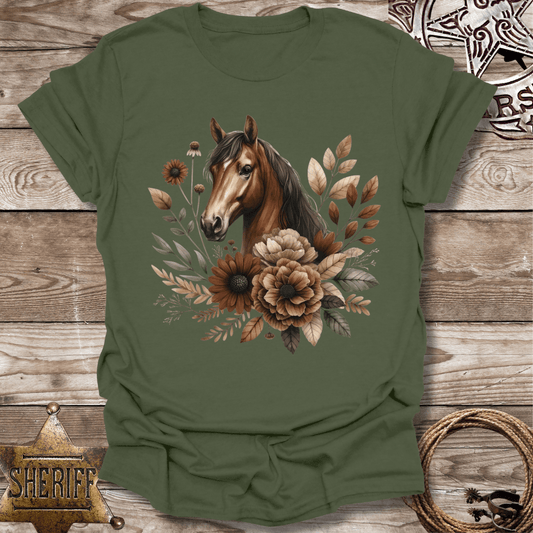 Floral Horses Head T-Shirt