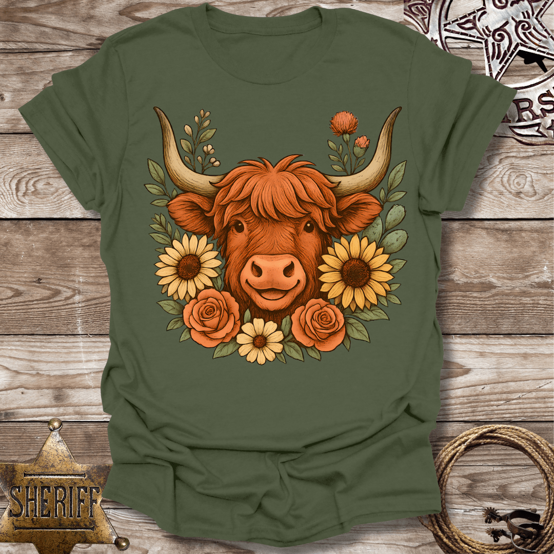Highland Cow Floral T-Shirt