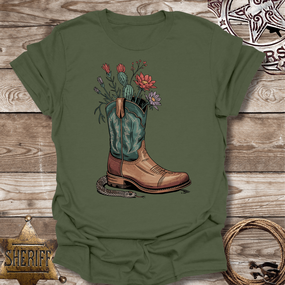 Floral Cowboy Boot with a Surprise-T-Shirt